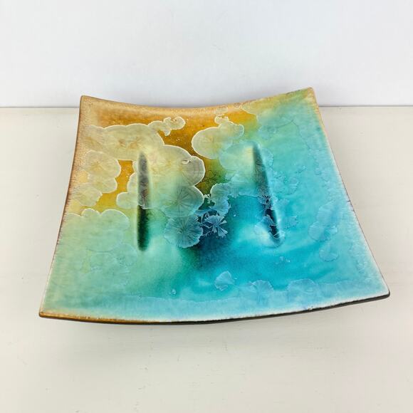 Sifnos Stoneware Pottery Plate Tray with Crystalline Glaze - Picture 1 of 6